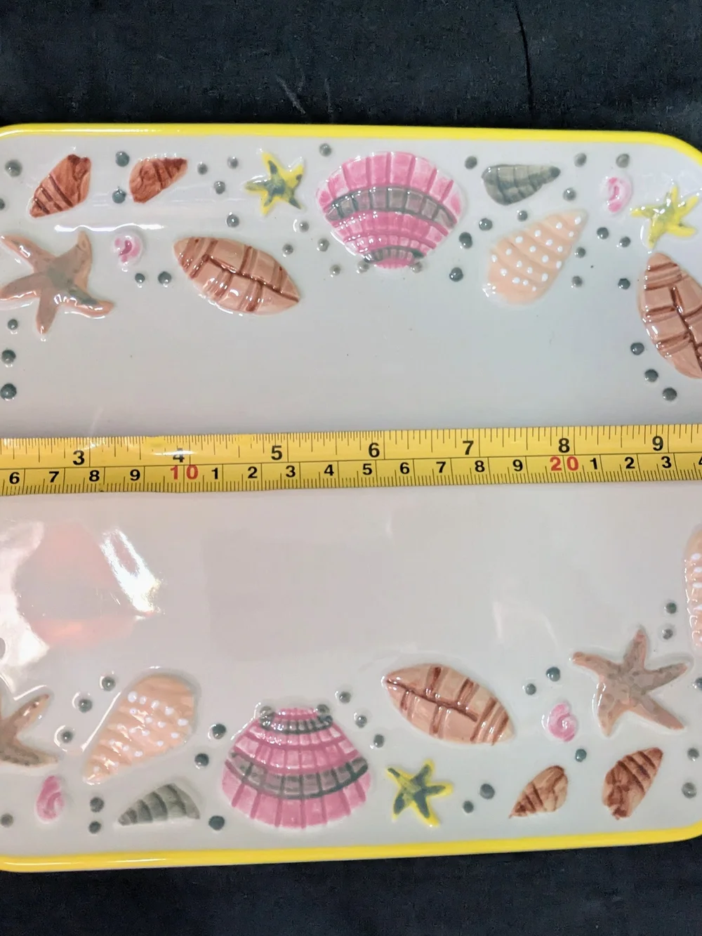 Temptations by Tara Ocean Shells Ceramic Nesting Serving Platters Trays Set of 3